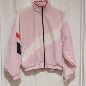 Reebok Pink and White Bomber Jacket